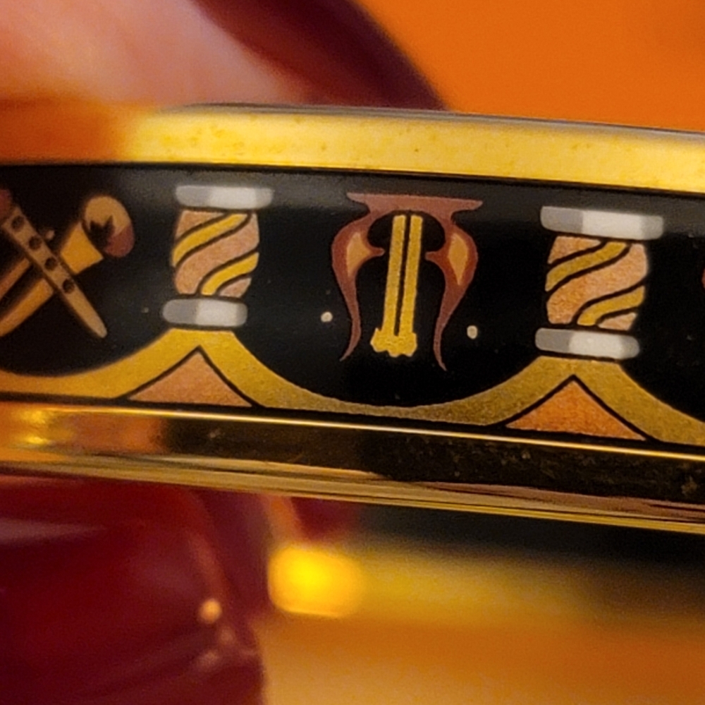HERMES Cloisonne Bangle Bracelet Black/Gold/Never Worn/ Brand New ❤️ - Picture 4 of 10